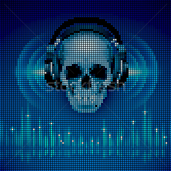 Skull in headphones. LED disco background Stock photo © dvarg