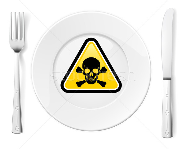 Dangereux alimentaire symbole fourche couteau plaque Photo stock © dvarg