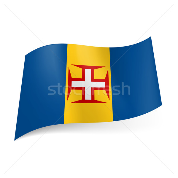 Banderą madera region Portugalia żółty niebieski Zdjęcia stock © dvarg