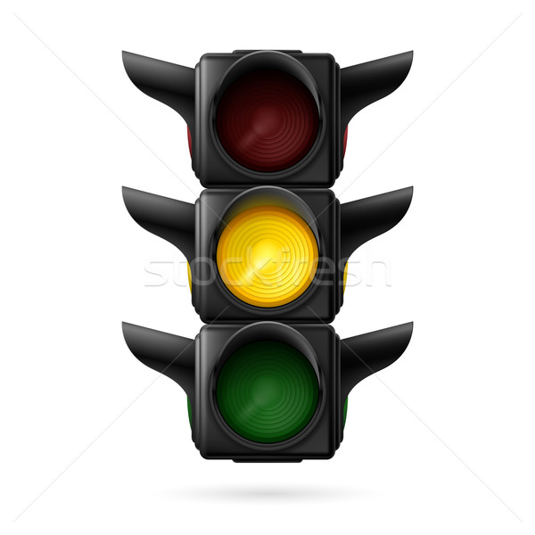 Stoplicht realistisch verkeerslichten Geel signaal Stockfoto © dvarg