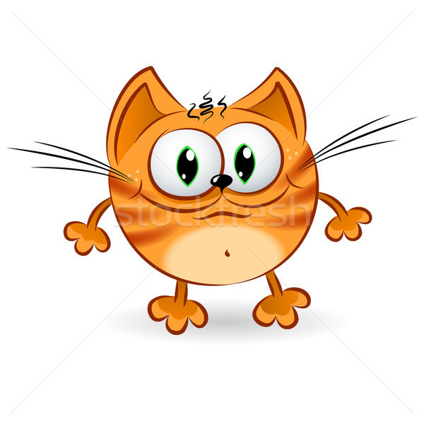 [[stock_photo]]: Heureux · cartoon · gingembre · chat · illustration · blanche