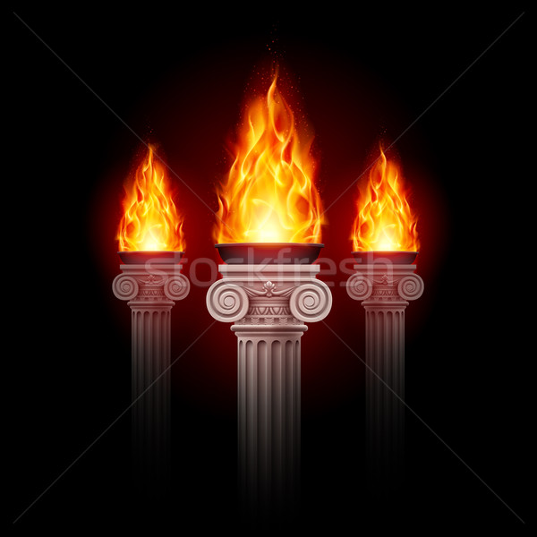 Columns with fire Stock photo © dvarg