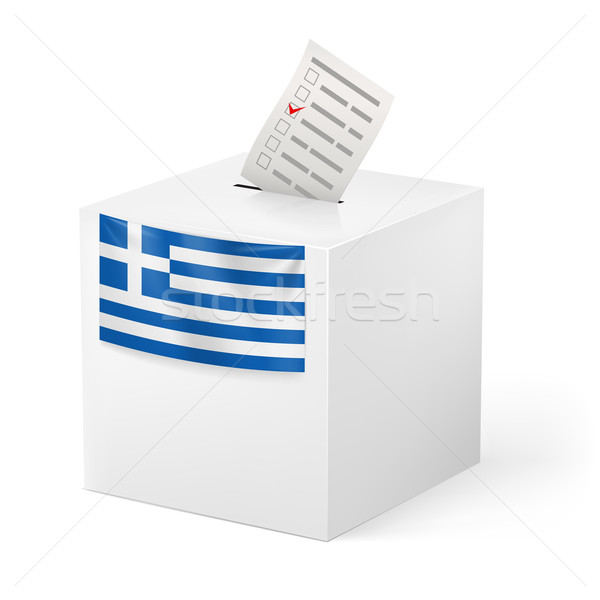 Imagine de stoc: Vot · cutie · hârtie · Grecia · alegere · izolat