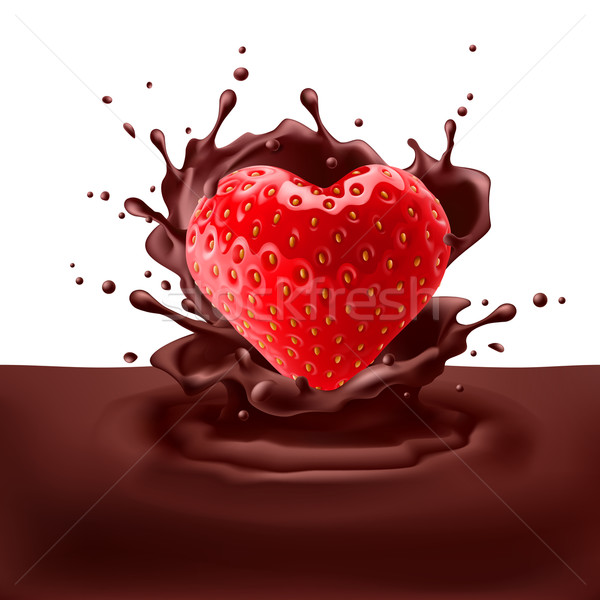 Strawberry heart with chocolate Stock photo © dvarg