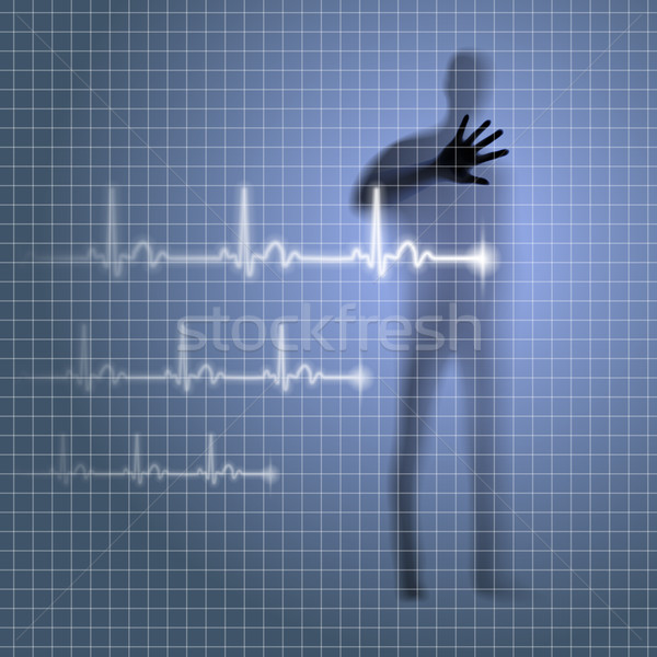 Bicie serca tajemniczy medycznych ludzi sylwetka kardiogram Zdjęcia stock © dvarg