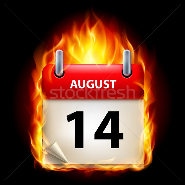 Palenie kalendarza sierpień ikona czarny papieru Zdjęcia stock © dvarg