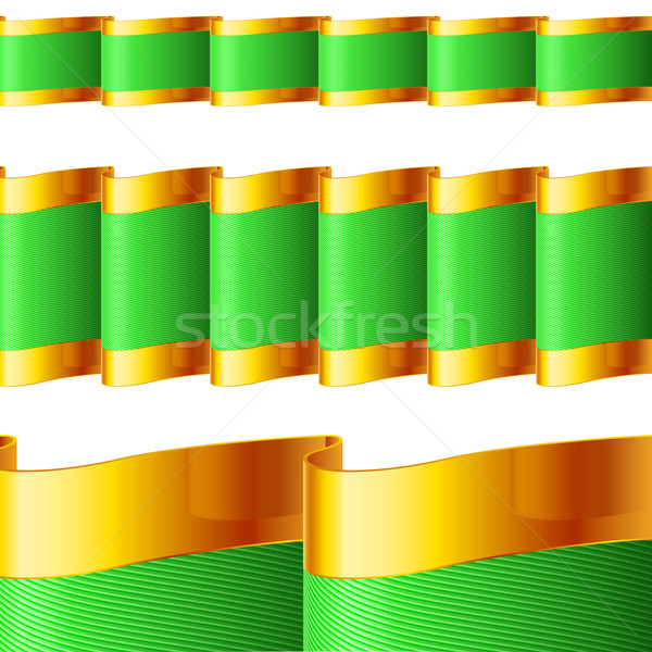 Green ribbons with gold edging Stock photo © dvarg