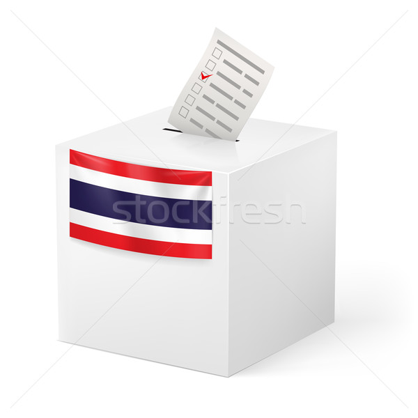 Foto stock: Cédula · caixa · papel · Tailândia · eleição · isolado