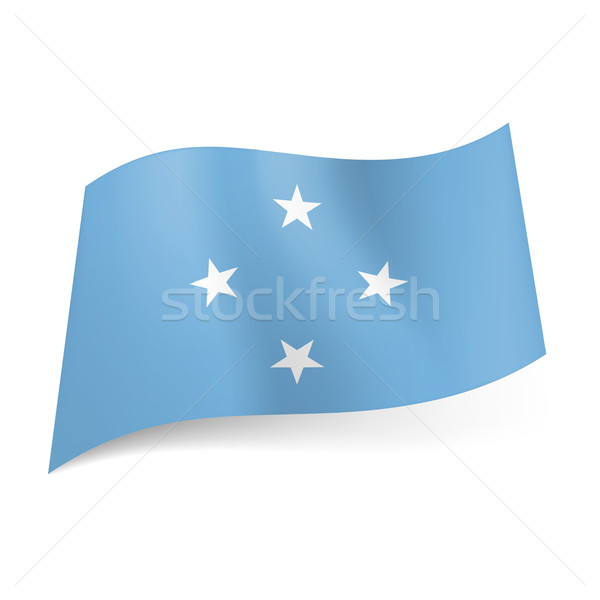 Bandera Micronesia cuatro blanco estrellas azul claro Foto stock © dvarg