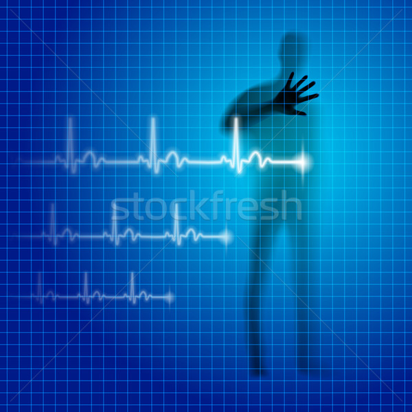 Szívdobbanás kék orvosi emberi sziluett kardiogram Stock fotó © dvarg