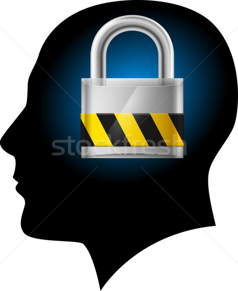 Man with padlock in head Stock photo © dvarg