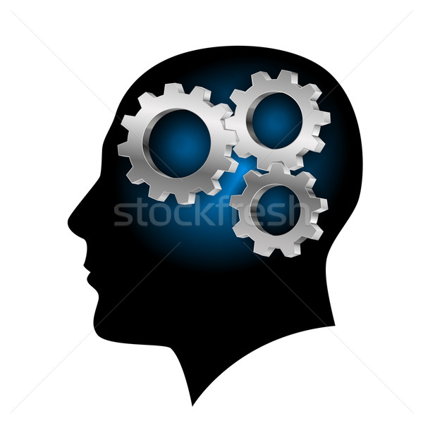 Humans brain with gearwheel inside Stock photo © dvarg