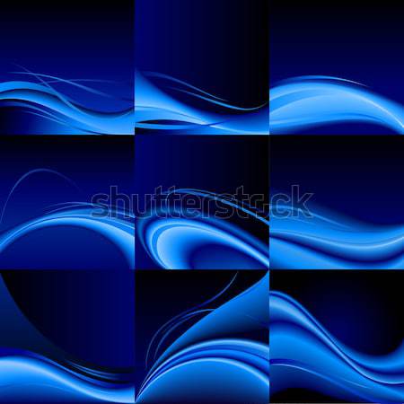 синий волны аннотация набор иллюстрация черный Сток-фото © dvarg