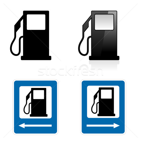 Station d'essence signe illustration blanche route Voyage [[stock_photo]] © dvarg