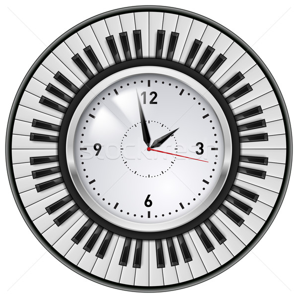Realistico ufficio clock tasti del pianoforte illustrazione bianco Foto d'archivio © dvarg