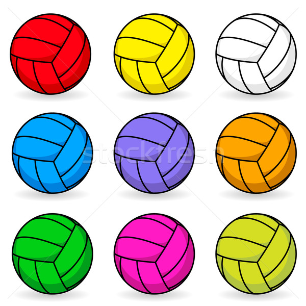 Desenho animado voleibol diferente cores ilustração branco Foto stock © dvarg