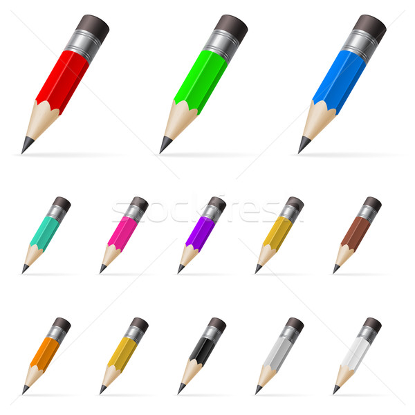 Сток-фото: Постоянный · цвета · карандашей · небольшой · изолированный