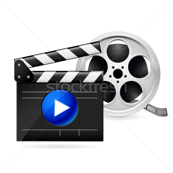 Movie clapboard and reel of film Stock photo © dvarg