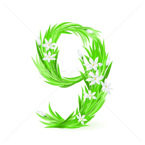 Alfabeto simbolo uno fiori di primavera cifre nove Foto d'archivio © dvarg