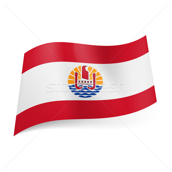 Zászló francia Polinézia fehér piros csíkok Stock fotó © dvarg