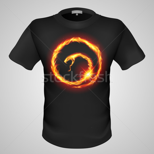 Masculina camiseta impresión negro ardiente serpiente Foto stock © dvarg