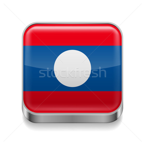 Metall Symbol Laos Platz Flagge Farben Stock foto © dvarg