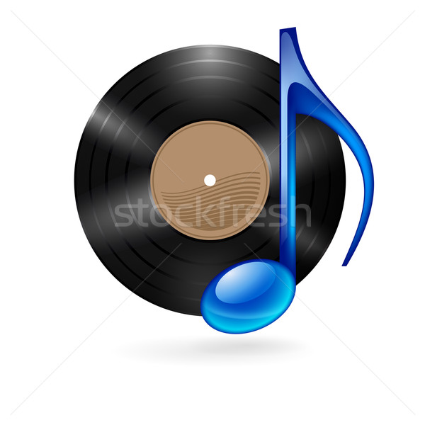 Muziek icon vinyl schijf Blauw Stockfoto © dvarg