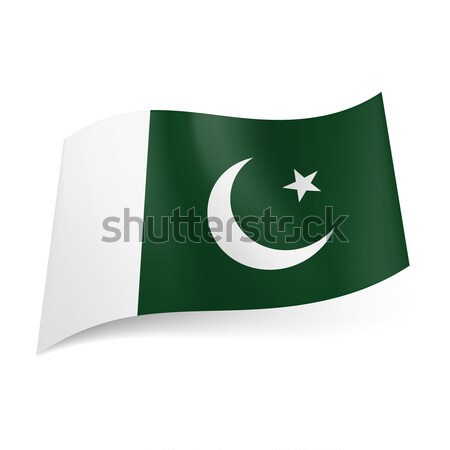 旗 巴基斯坦 新月 明星 綠色 白 商業照片 © dvarg