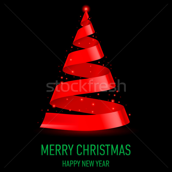 色帶 聖誕樹 黑色 賀卡 樹 商業照片 © dvarg