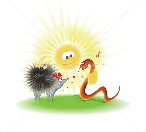 Erizo serpiente sol Cartoon ilustración feliz Foto stock © dvarg