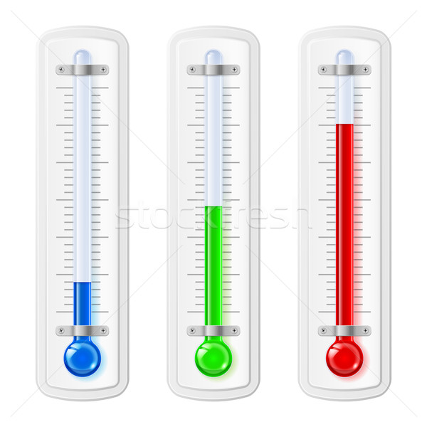 Stock foto: Temperatur · blau · grünen · rot · Kunststoff · Material