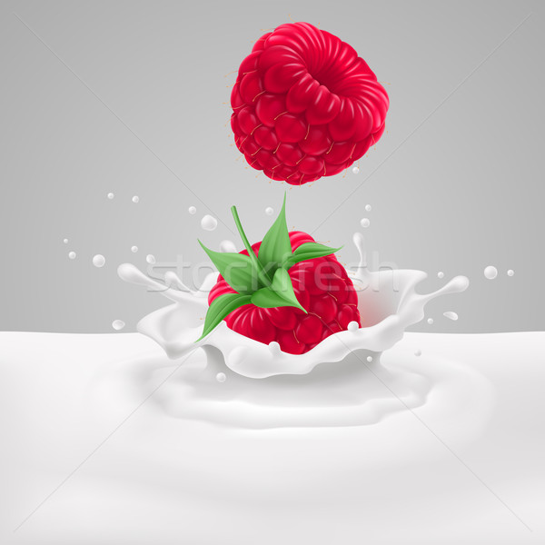 Raspberries with milk  Stock photo © dvarg