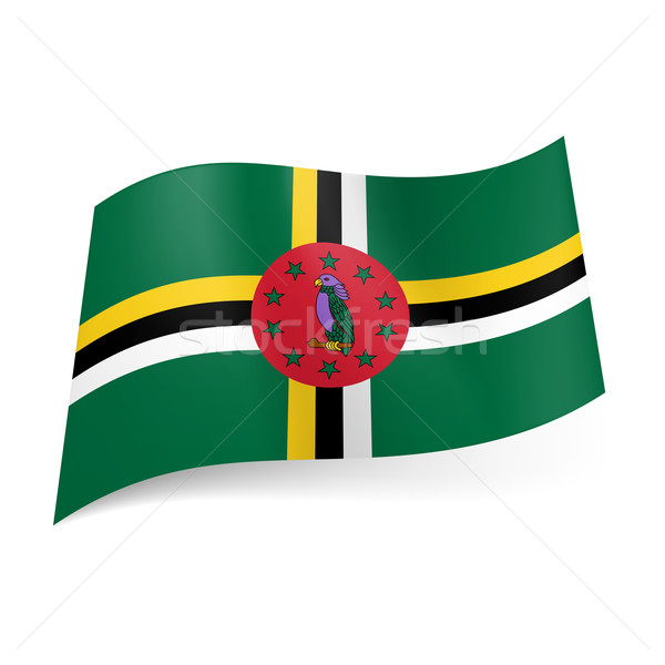 Bandeira Dominica atravessar tricolor amarelo branco Foto stock © dvarg