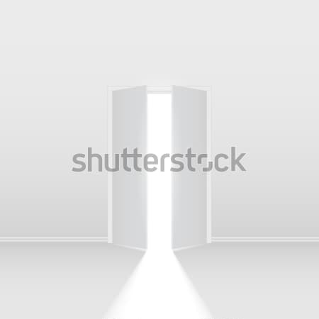 [[stock_photo]]: Doubler · porte · ouverte · lumière · illustration · blanche · vide