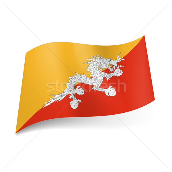 Banderą Bhutan biały asian smoka dziedzinie Zdjęcia stock © dvarg