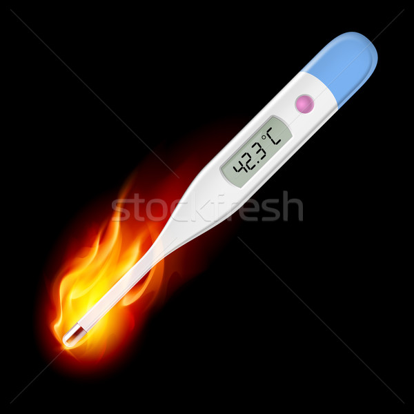 Elektronicznej termometr palenie celsjusz ilustracja czarny Zdjęcia stock © dvarg