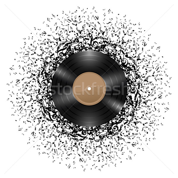 Vinil disco notas musicais massa em torno de ilustração Foto stock © dvarg