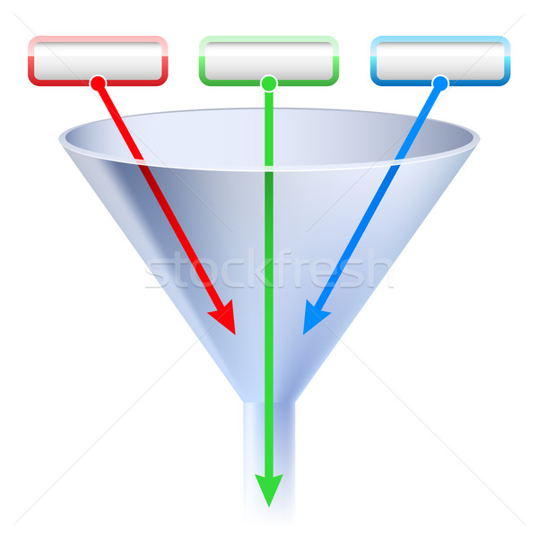 Stock photo: An image of a three stage funnel chart.