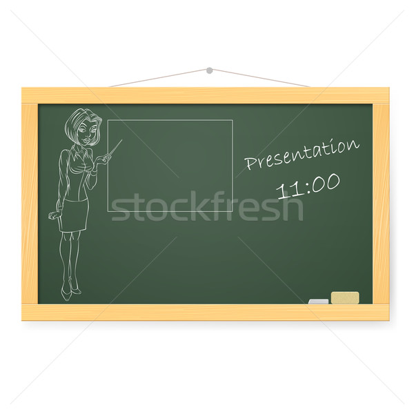 黒板 ビジネス女性 プレゼンテーション 実例 白 オフィス ストックフォト © dvarg