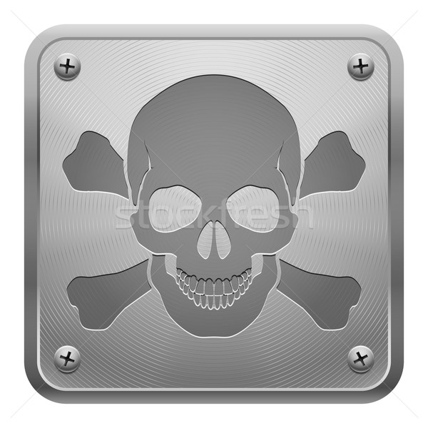 Metal tablet with skull and cross-bones. Stock photo © dvarg