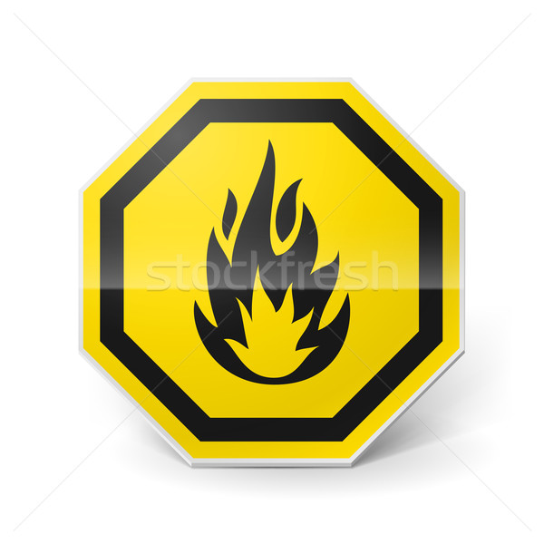 Sehr brennbaren Zeichen glänzend Metall Warnzeichen Stock foto © dvarg