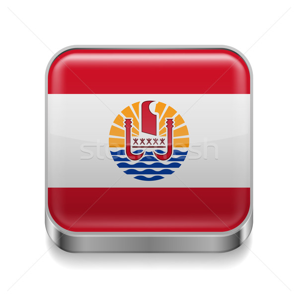 Foto stock: Metal · icono · francés · polinesia · cuadrados · bandera