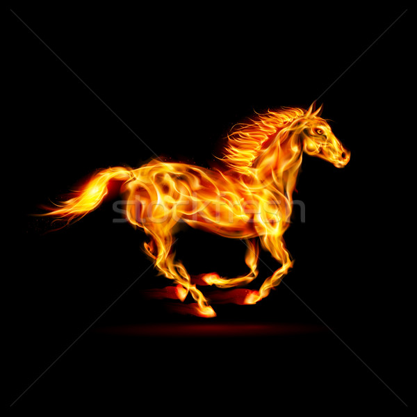 Tűz ló illusztráció fut fekete absztrakt Stock fotó © dvarg
