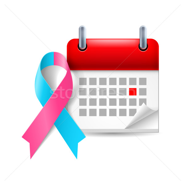 Różowy niebieski świadomość wstążka kalendarza dzień Zdjęcia stock © dvarg