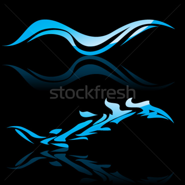 Soyut mavi dalgalar siyah doku dizayn Stok fotoğraf © dvarg