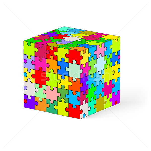 Rompecabezas cubo colorido elementos ilustración blanco Foto stock © dvarg
