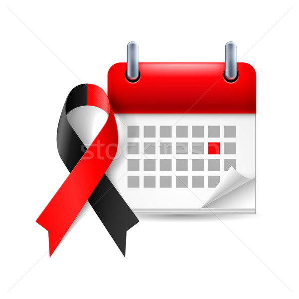 красный черный осведомленность лента календаря день Сток-фото © dvarg