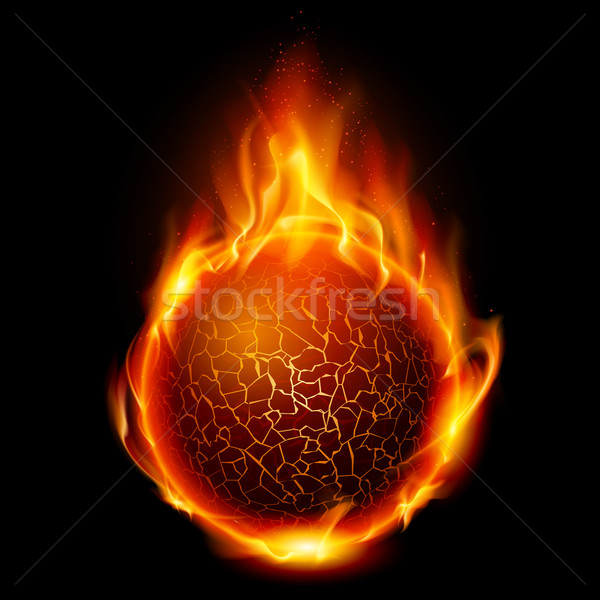 Stock fotó: Tűz · labda · illusztráció · fekete · terv · nap