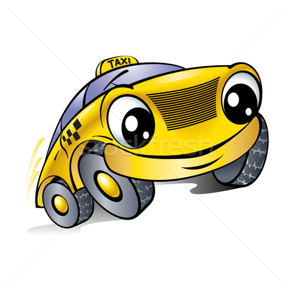 Samochodu śmiechem twarz taksówką ilustracja biały Zdjęcia stock © dvarg