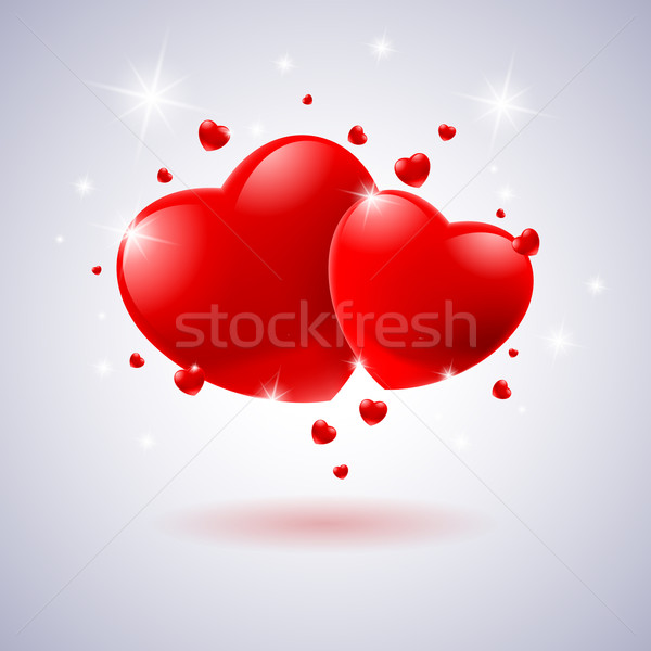 Foto stock: Rojo · corazones · tarjeta · ilustración · blanco · diseno